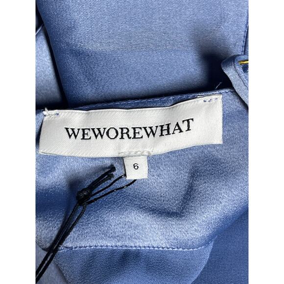 NEW WeWoreWhat Blue Satin Sleeveless Cowl Neck Cami Camisole Tank Slip Dress XL - Picture 4 of 5